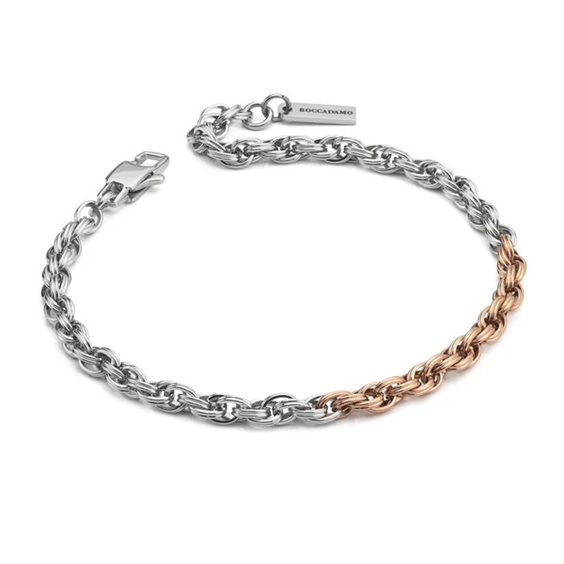 Bracciale Boccadamo man catena acciaio e acciaio rosato