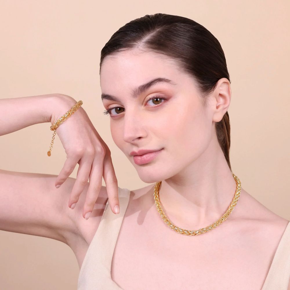 Bracciale Etrusca Maxi Catena Spiga Martellata