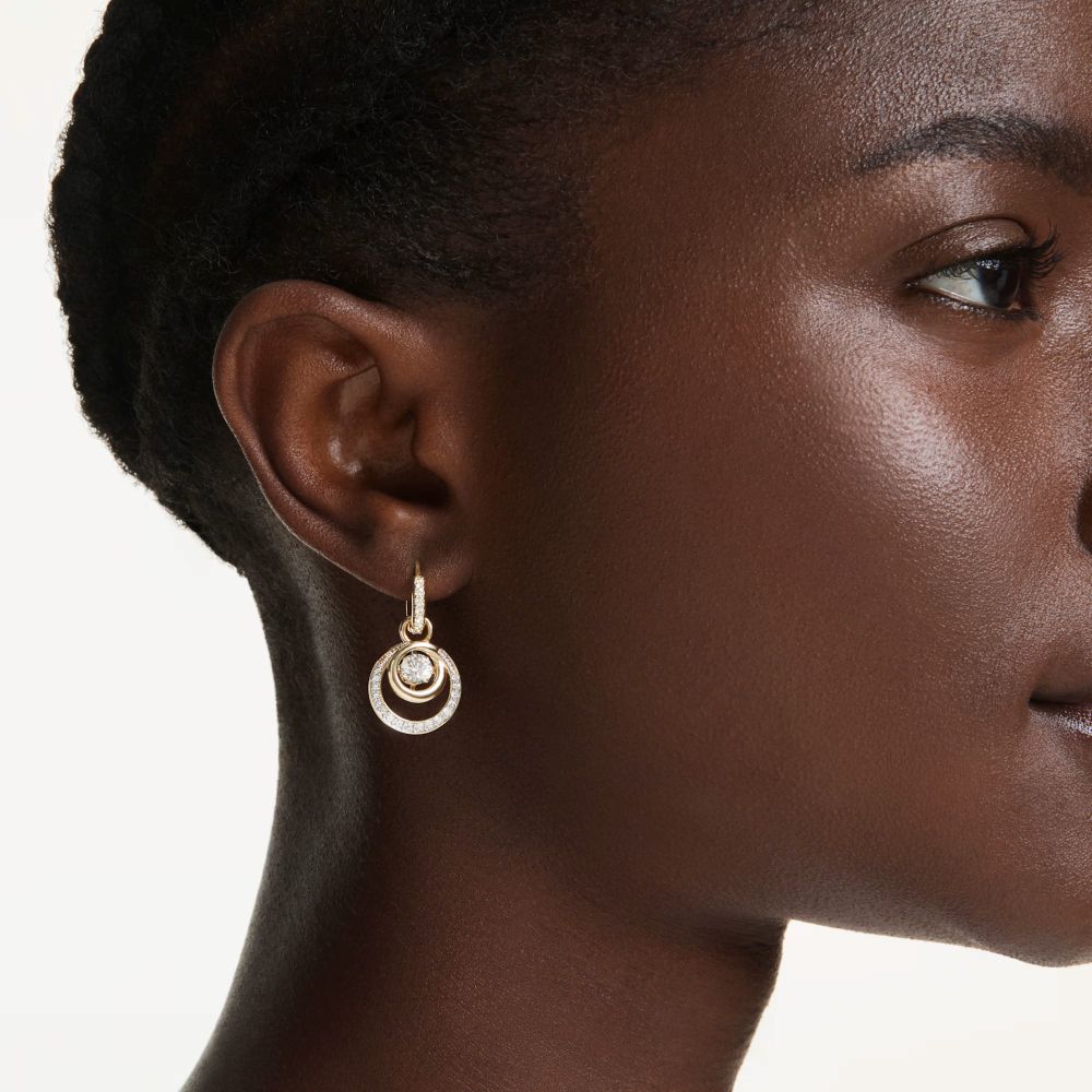 Orecchini Swarovski Hyperbola pendenti Bianchi Placcato color oro