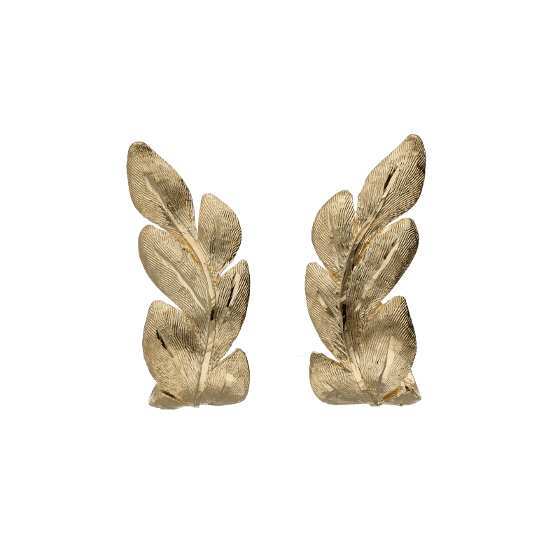Orecchini Oro 18 kt foglia di alloro