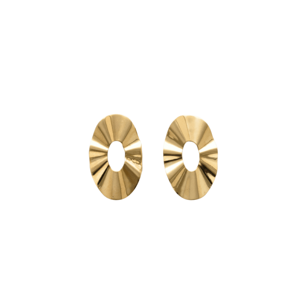 Orecchini Oro 18 kt Donna fantasia ovale ondulati