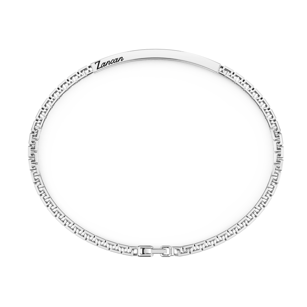 Bracciale Zancan in argento con targa e pietre nere