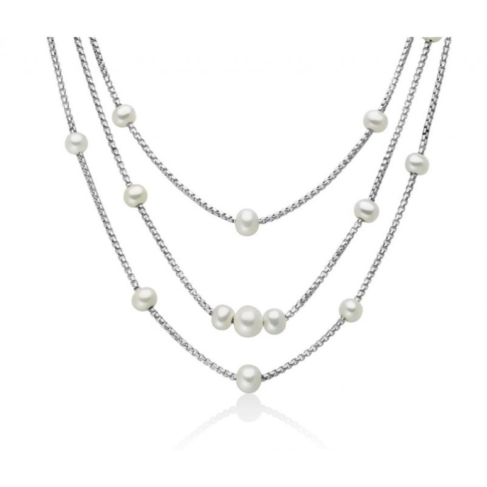 Collana Miluna in argento a tre fili con perle Oriente