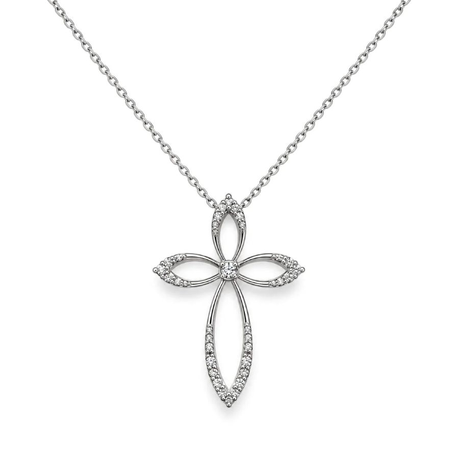 Collana Miluna Croce con diamanti in oro 9kt