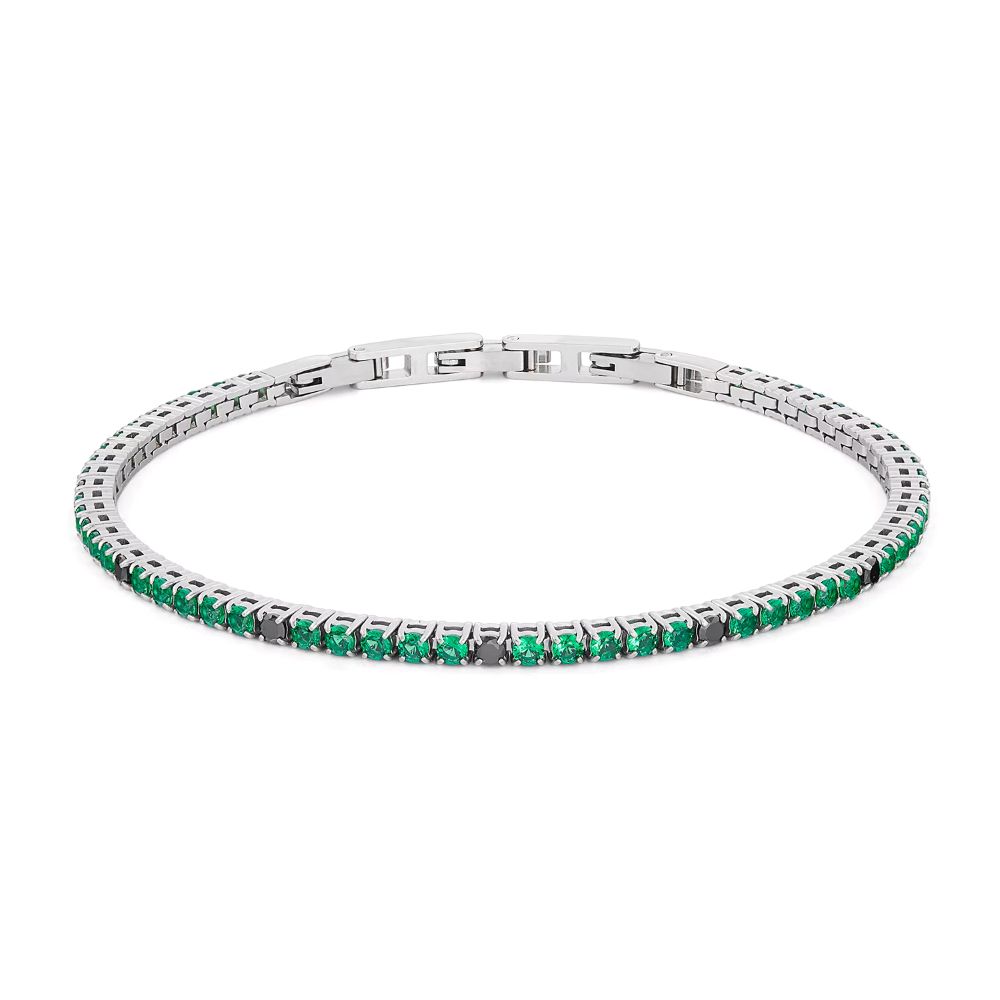 Bracciale Comete We Are Tennis zirconi verdi e neri ø mm2,5