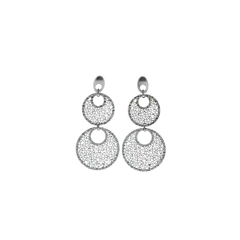 Orecchini Oro 18 kt Donna Pendenti a cerchi traforati