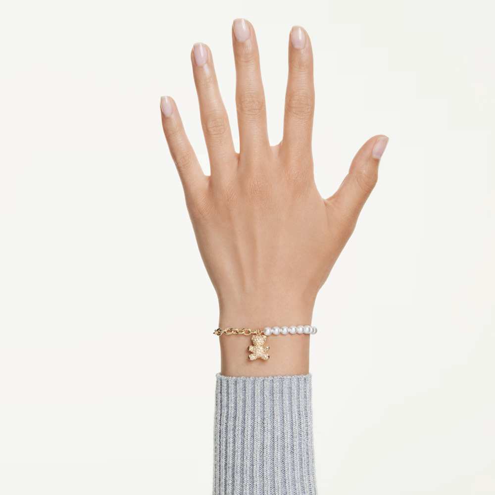 Braccialetto Swarovski Idyllia Crystal Pearl Orsetto Placcato color oro