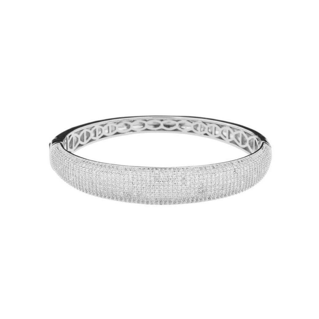 Bracciale Sovrani rigido ottone rodiato con zirconi