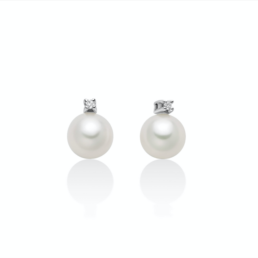 Orecchini Miluna Perle 7-7, 5 oro 9kt e diamante