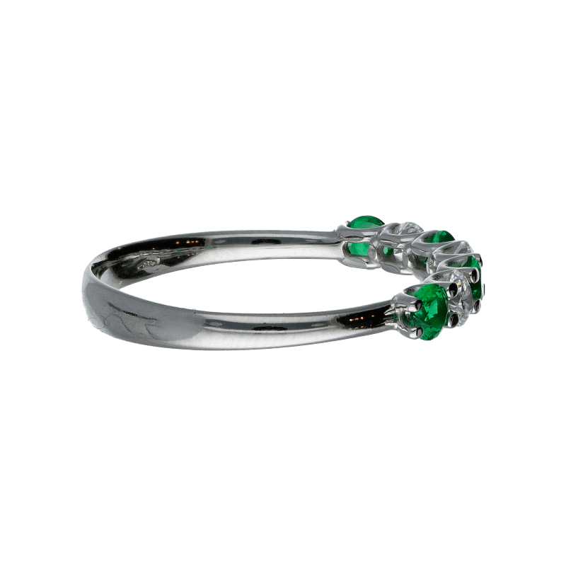 Anello Oro 18 kt Donna riviera con zirconi verdi e bianchi