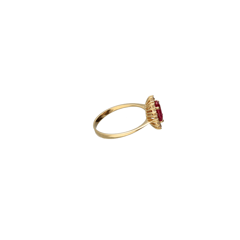 Anello Oro 18 kt Donna Lady D giallo zircone rosso
