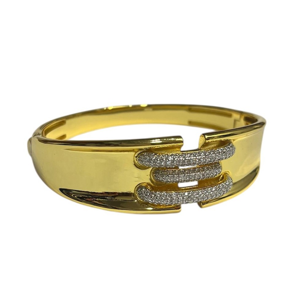 Bracciale Sovrani rigido ottone dorato e zirconi