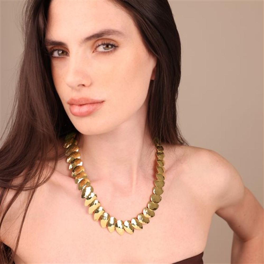 Collana Etrusca Gioielli Elementi a Goccia Martellati