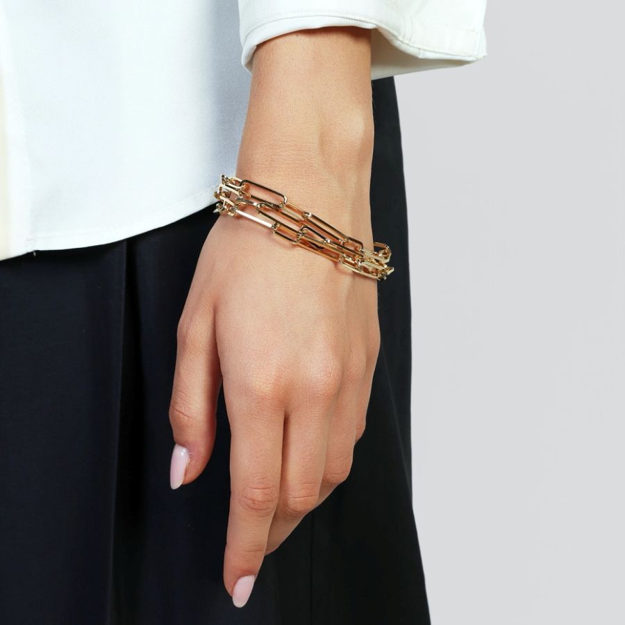 Bracciale Unoaerre Catena Dorata con zirconi