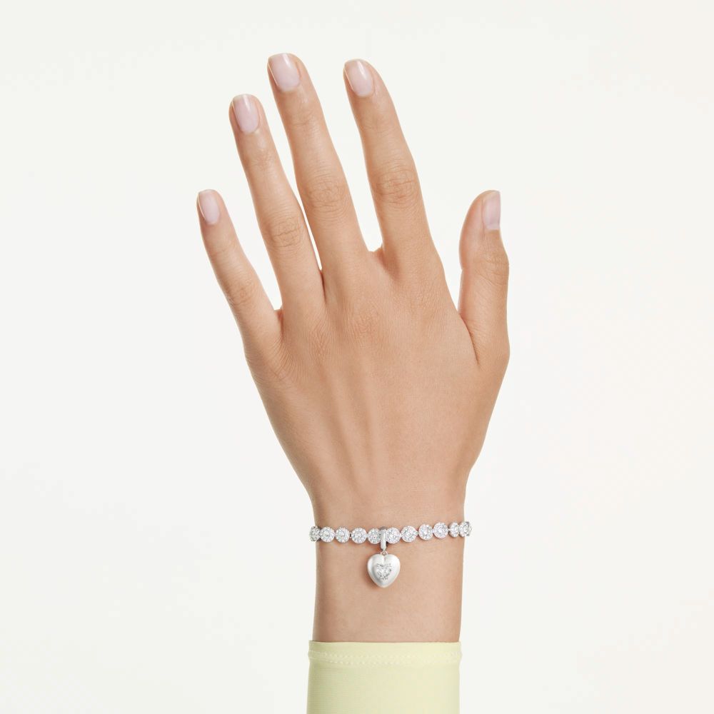 Charm Swarovski Idyllia Rivestimento color perla Cuore, Bianco Placcato rodio