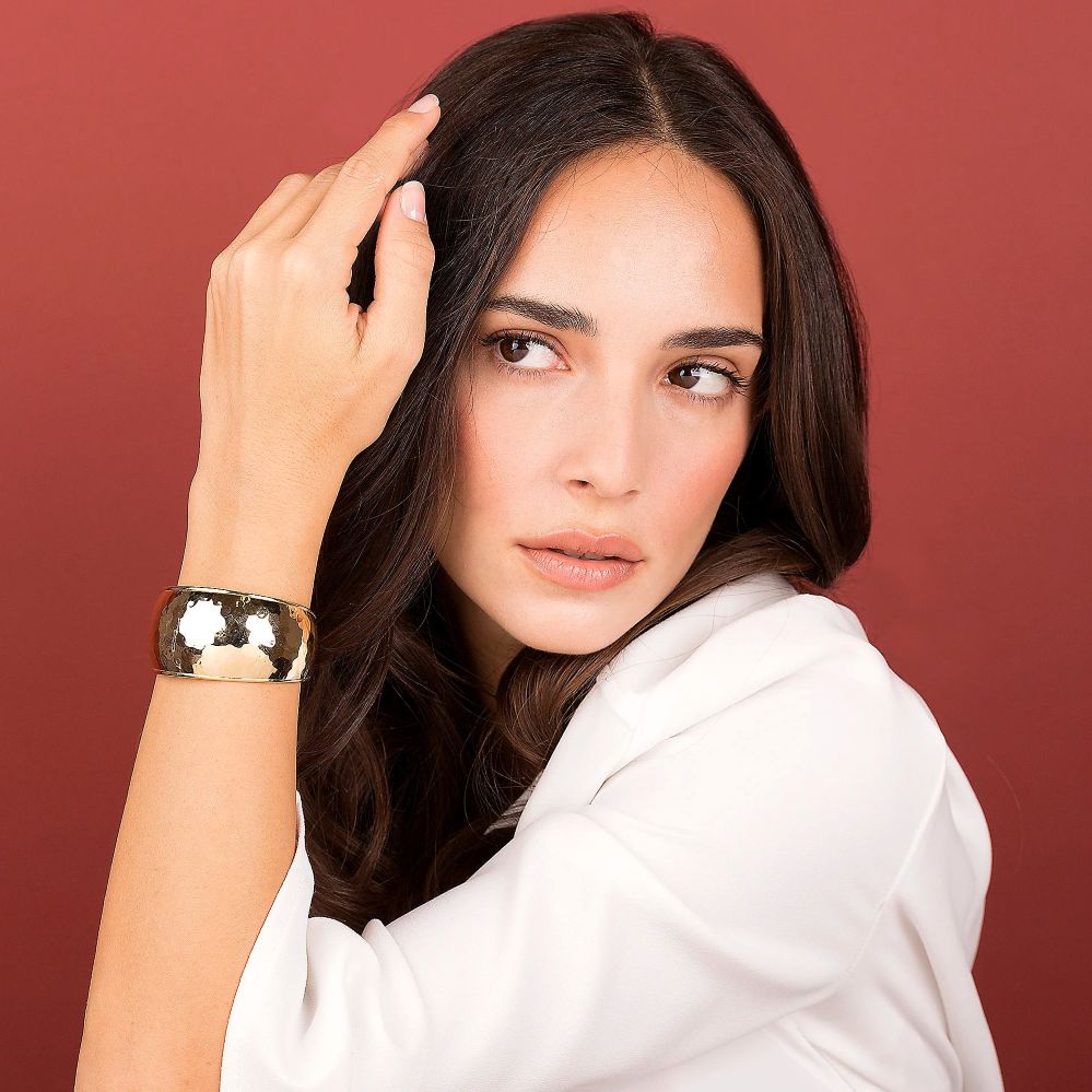 Bracciale Etrusca Gioielli Rigido Bombato a Fascia con Bordi in Rilievo