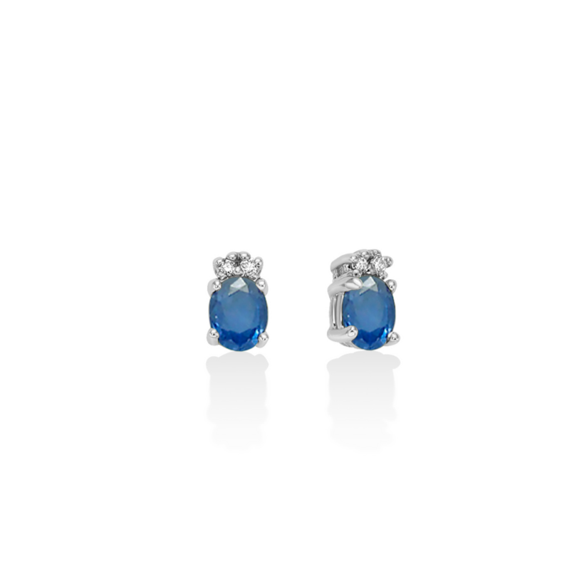Orecchini Miluna zaffiri blu ovali e diamanti in oro bianco 9kt