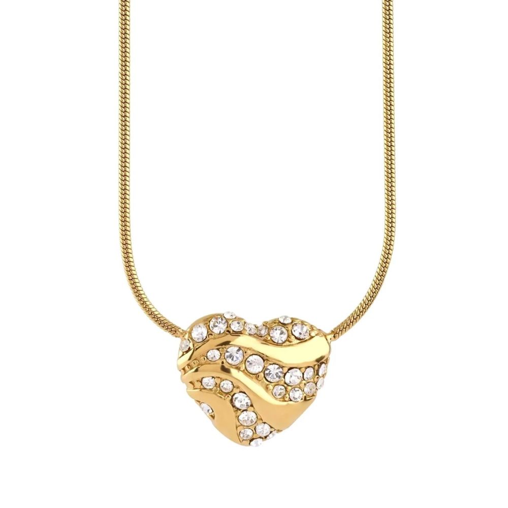 Collana Guess My Heart Cuore con cristalli dorata