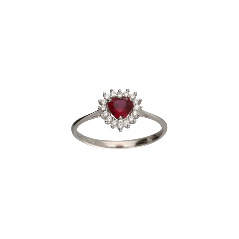 Anello Oro 18 kt Donna cuore rosso