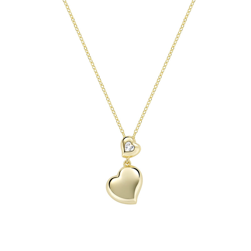Collana Amen Dorata Cuori Gemelli con Zircone