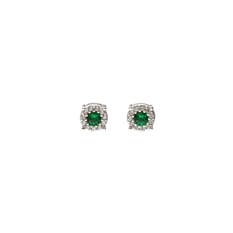 Orecchini Oro 18 kt 750% oro bianco e zircone Verde