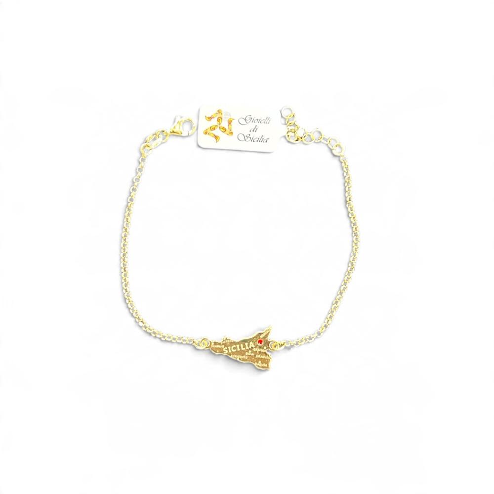 Bracciale Gioielli di Sicilia con scritte e zircone rosso