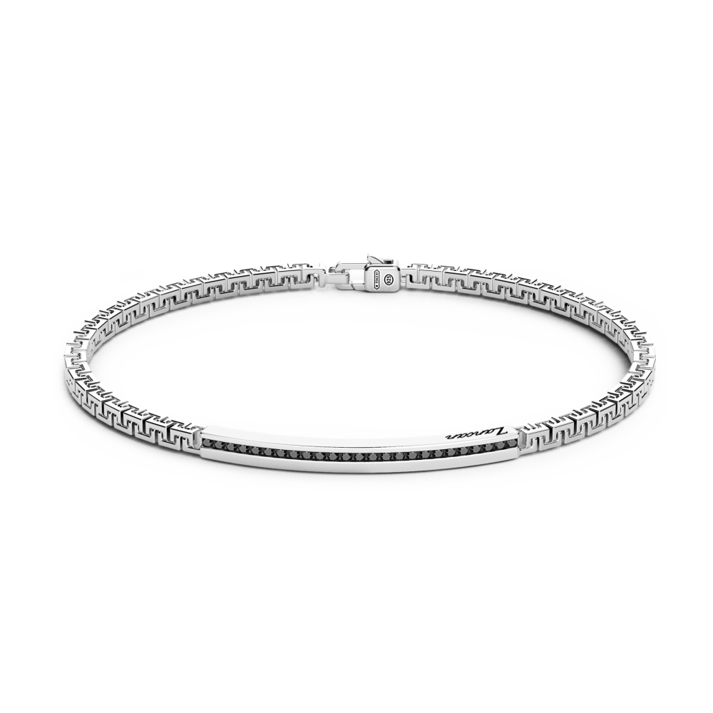 Bracciale Zancan in argento con targa e pietre nere