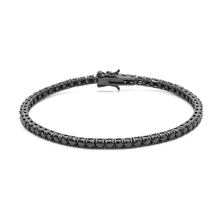 Bracciale Comete Tennis 2mm zirconi neri brunito