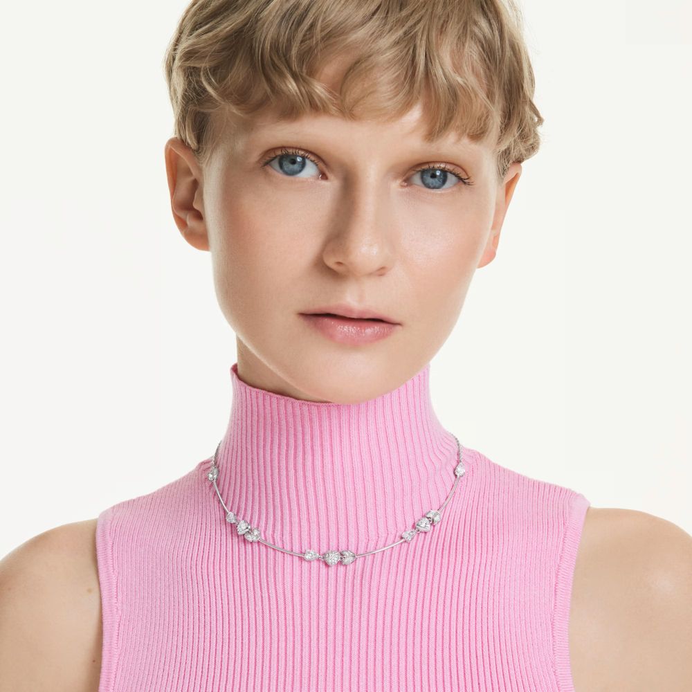 Collana Swarovski Idyllia Cuore con freccia Bianca Placcato rodio