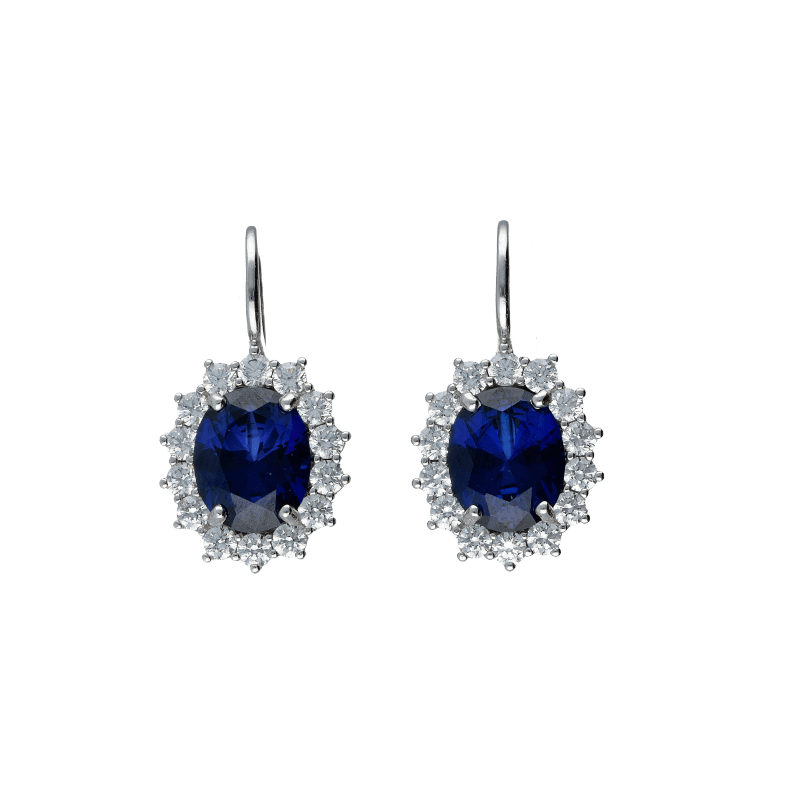 Orecchini Oro 18 kt bianco con zirconi colorati monachella