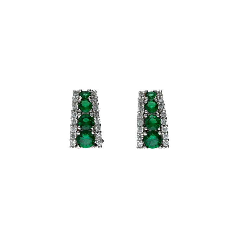 Orecchini Oro 18 kt con pietre verdi e bianche