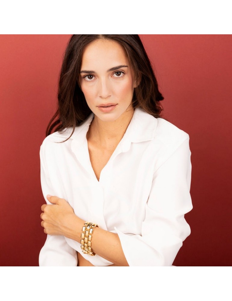 Bracciale Etrusca Gioielli Gold con 3 File di Maglia Pantera