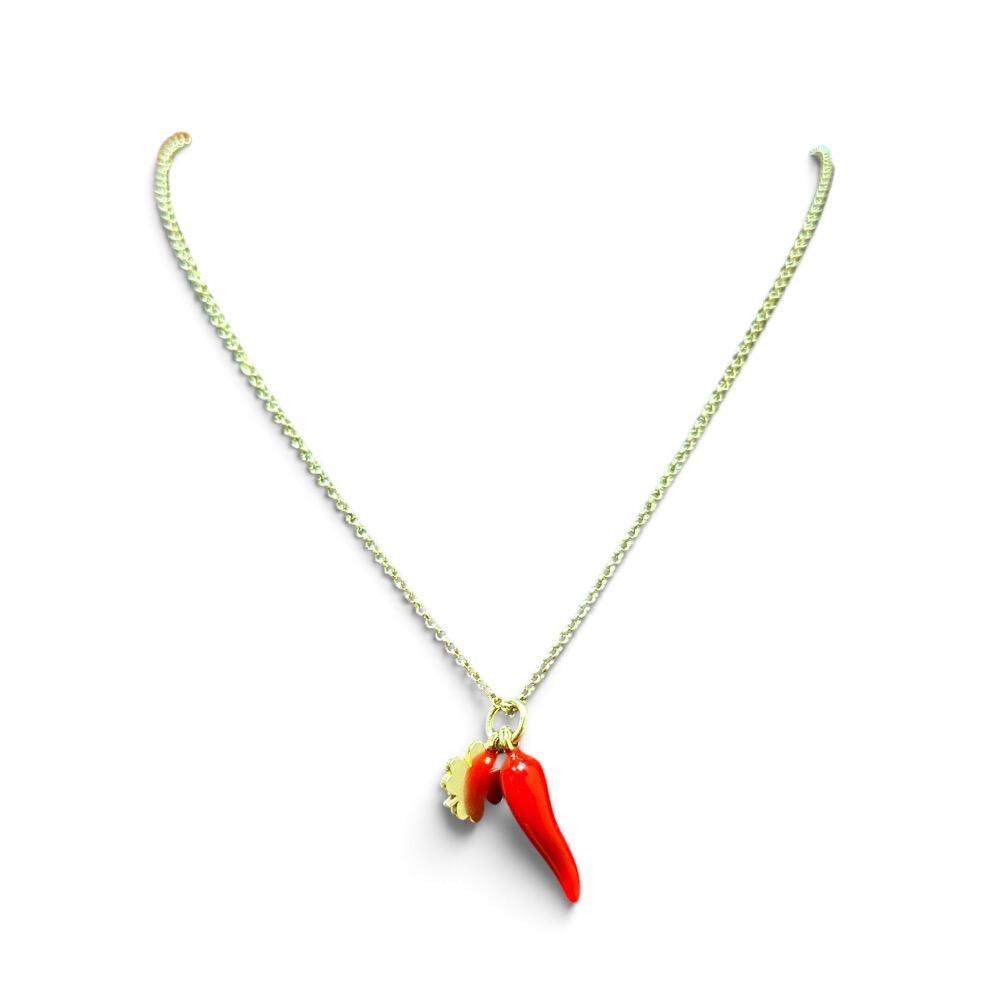 Collana Gioielli di Sicilia con corno smaltato o quadrifoglio