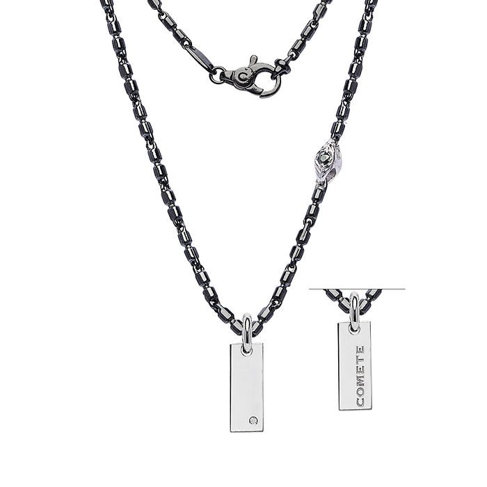 Collana Comete girocollo Argento brunito e lucido Diamante
