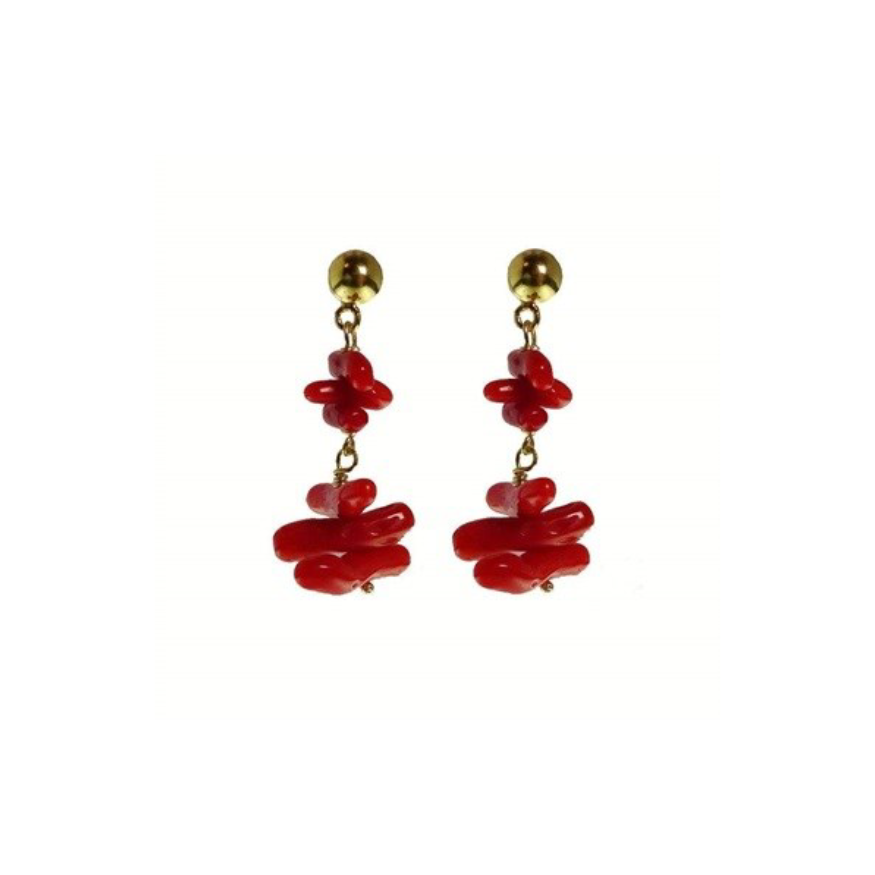 Orecchini Rajola Bruges corallo rosso e argento