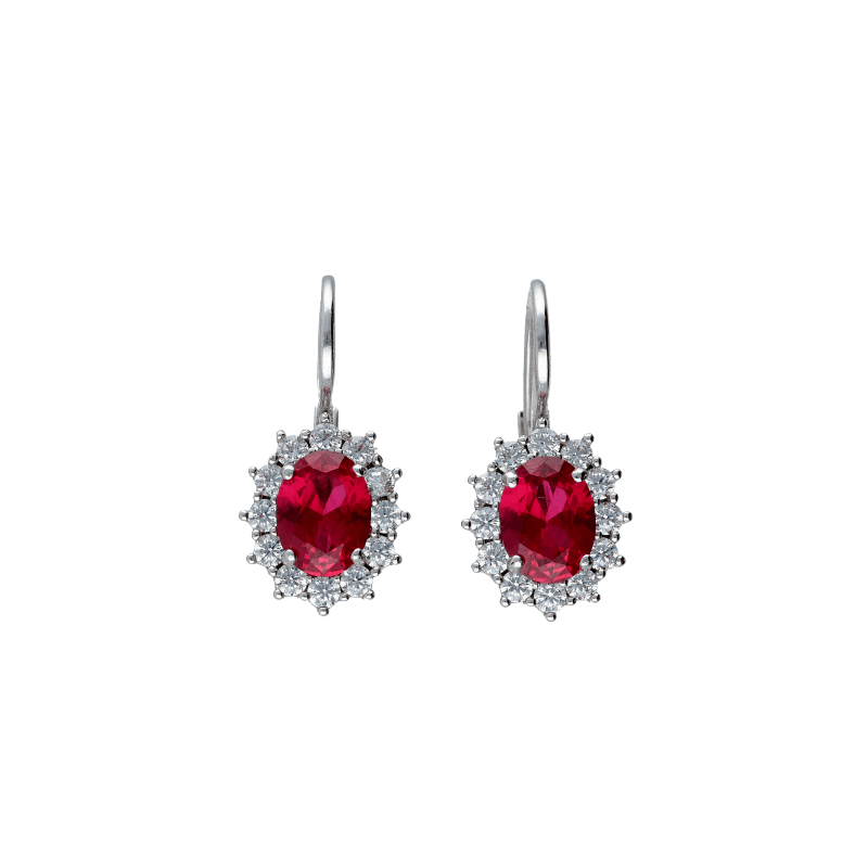 Orecchini Oro 18 kt bianco con zirconi colorati