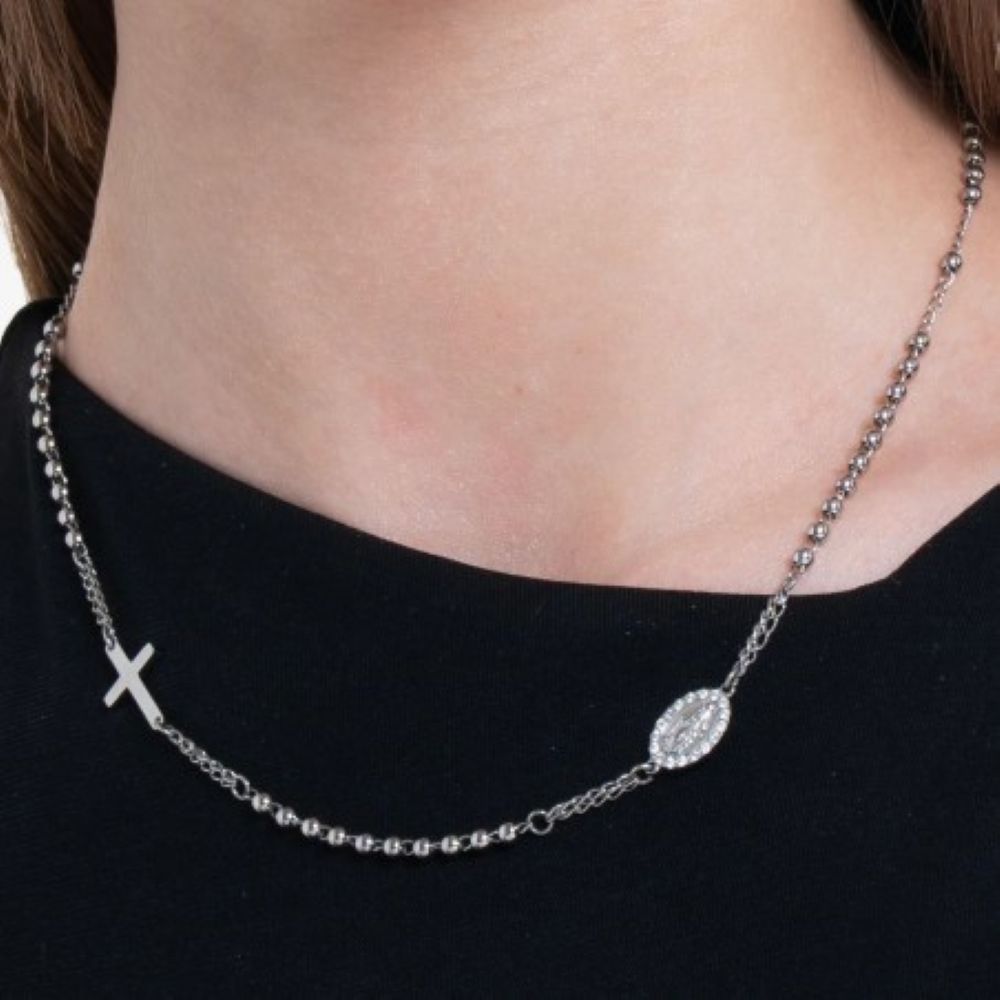 Collana Luca Barra Medaglia Miracolosa donna Argentata Girocollo