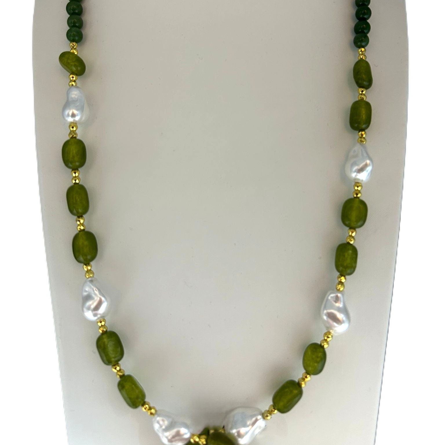 Collana Jebel Pietre Dure Verdi e Perla Barocca