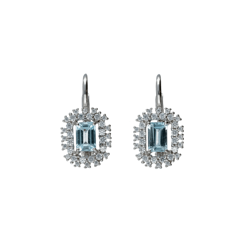 Orecchini Oro 18 kt monachella con topazio azzurro