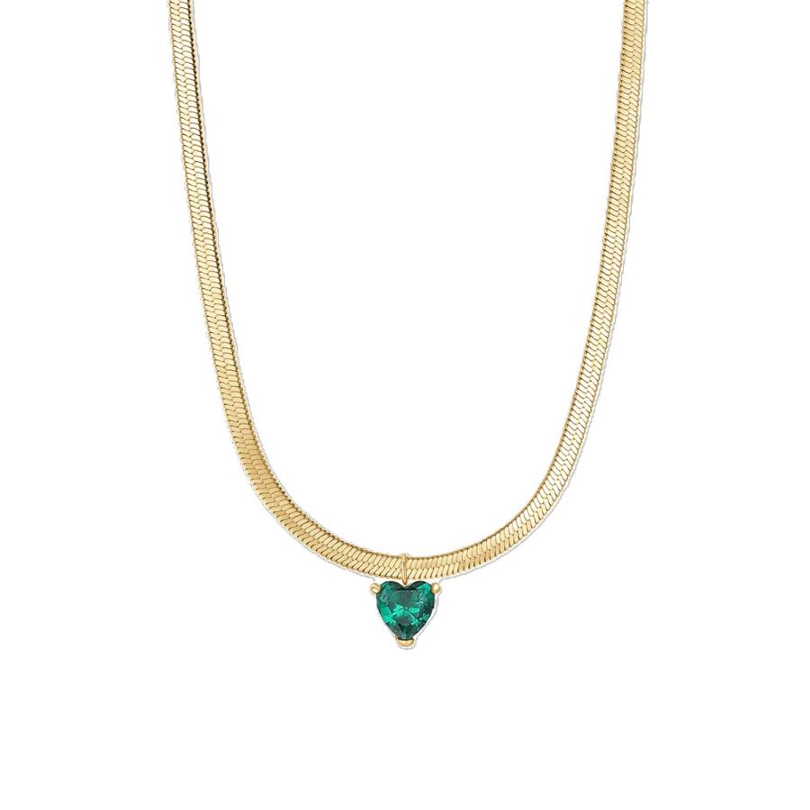 Collana Luca Barra piattina ip gold cuore verde