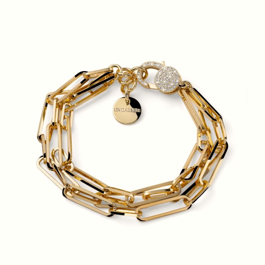 Bracciale Unoaerre Catena Dorata con zirconi