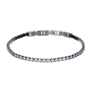 Bracciale Amen Tennis in Acciaio Nero con Zirconi Bianchi