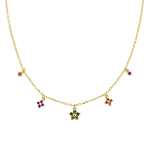 Collana Amen Primula Verde oliva Dorato in Argento