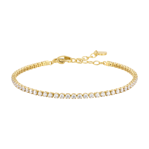 Bracciale Luca Barra Tennis dorato cristalli bianchi 2mm