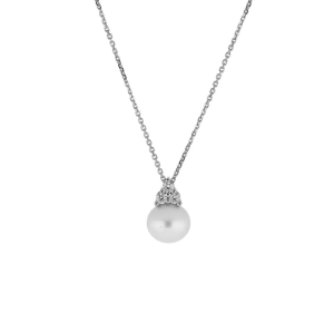 Collana I Gold pendente perla e zirconi bianchi oro 9kt