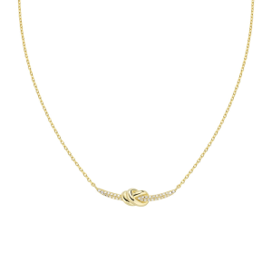 Collana Amen Nodo d'Amore in Ottone Dorato con Zirconi