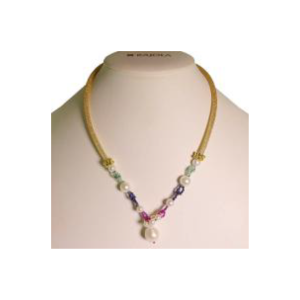 Collana Rajola Fusione corda oro e pietre