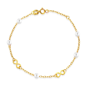 Bracciale I GOLD catenina con infinito e perline oro 9kt