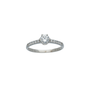 Anello Oro 18 kt Donna bianco solitario zirconi