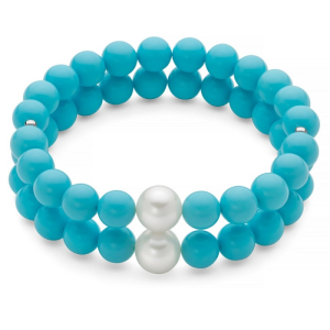 Bracciale Miluna Terra e Mare Pasta di Turchese Azzurro e Perla